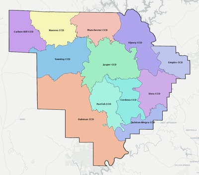 Walker County AL county subdivision map preview