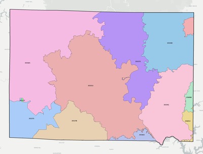 Winston County AL ZIP code boundaries map