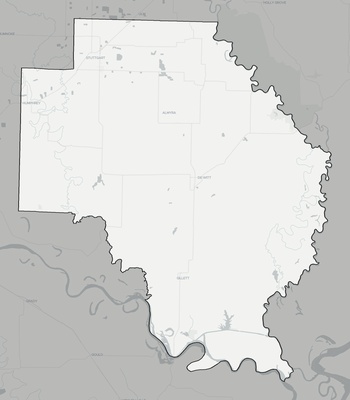 Arkansas County AR county basemap context
