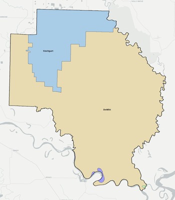 Arkansas County AR school district boundaries map