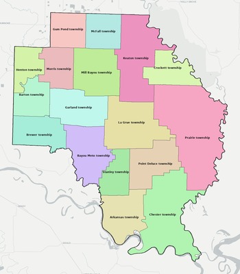 Arkansas County AR townships and subdivisions map