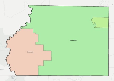 Ashley County AR school district boundaries map