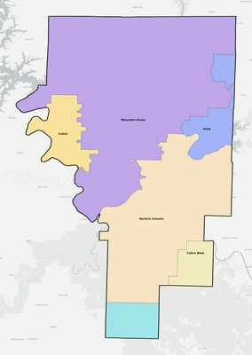 Baxter County AR school district boundaries map