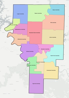 Baxter County AR townships and subdivisions map
