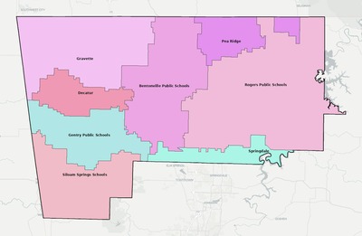 Benton County AR school district boundaries map