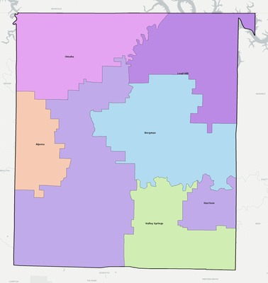 Boone County AR school district boundaries map