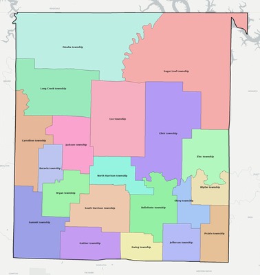 Boone County AR townships and subdivisions map