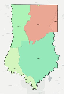 Bradley County AR ZIP code boundaries map
