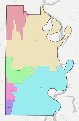 Chicot County AR ZIP code boundaries map