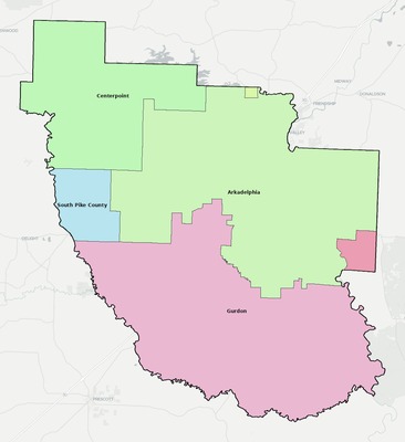Clark County AR school district boundaries map