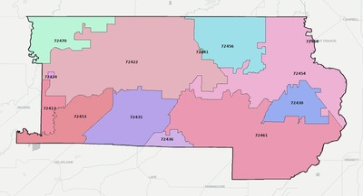Clay County AR ZIP code boundaries map