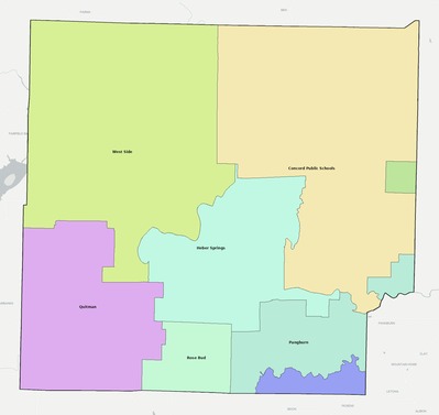 Cleburne County AR school district boundaries map