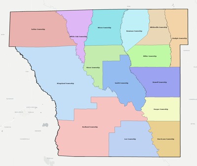 Cleveland County AR townships and subdivisions map