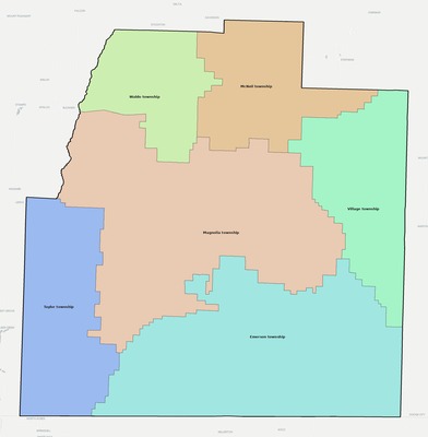 Columbia County AR townships and subdivisions map