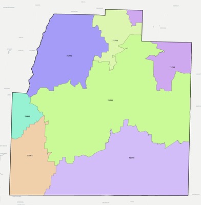 Columbia County AR ZIP code boundaries map