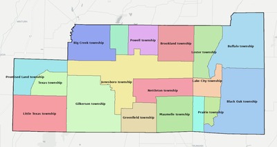 Craighead County AR townships and subdivisions map