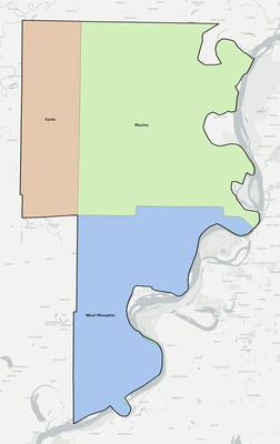 Crittenden County AR school district boundaries map