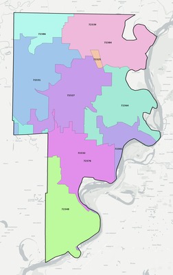 Crittenden County AR ZIP code boundaries map