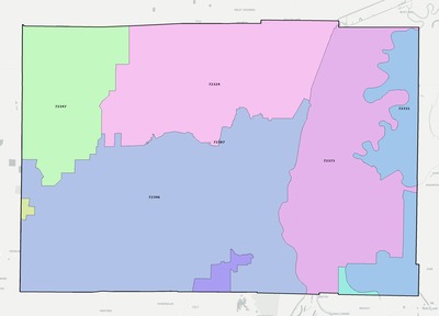 Cross County AR ZIP code boundaries map
