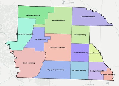 Dallas County AR townships and subdivisions map