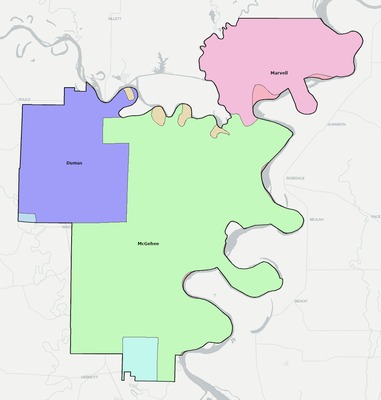 Desha County AR school district boundaries map