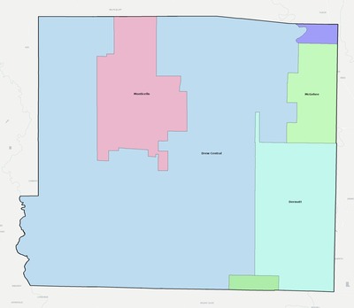 Drew County AR school district boundaries map