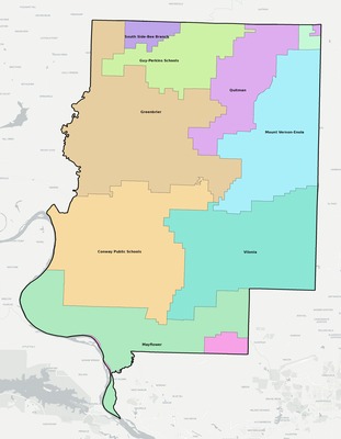 Faulkner County AR school district boundaries map