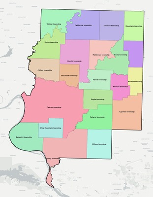 Faulkner County AR townships and subdivisions map