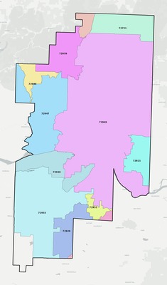 Franklin County AR ZIP code boundaries map