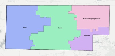 Fulton County AR school district boundaries map