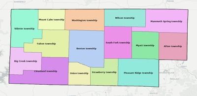 Fulton County AR townships and subdivisions map
