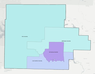 Garland County AR townships and subdivisions map