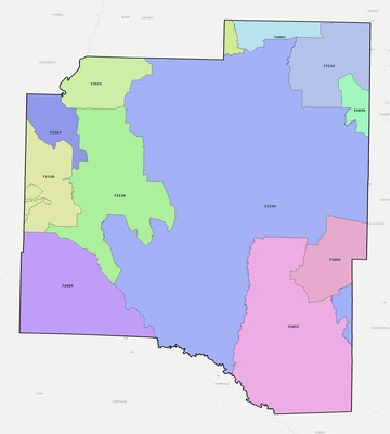 Grant County AR ZIP code boundaries map