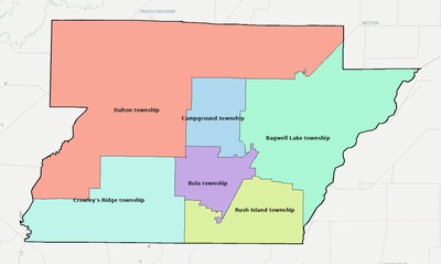 Greene County AR townships and subdivisions map