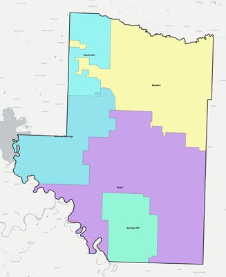 Hempstead County AR school district boundaries map