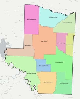 Hempstead County AR townships and subdivisions map