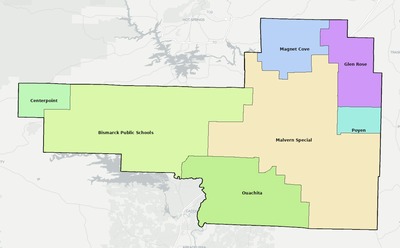 Hot Spring County AR school district boundaries map