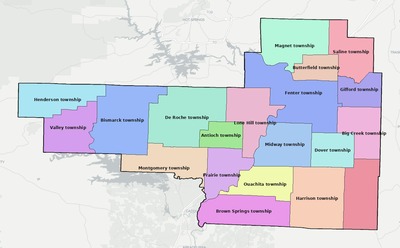Hot Spring County AR townships and subdivisions map