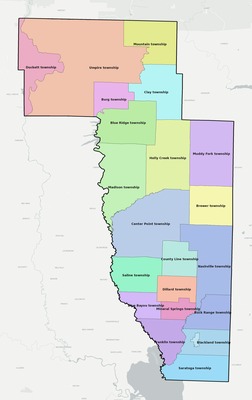 Howard County AR townships and subdivisions map