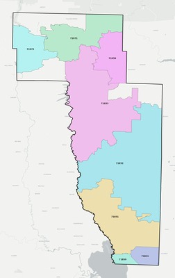 Howard County AR ZIP code boundaries map