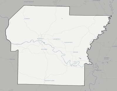 Independence County AR county basemap context