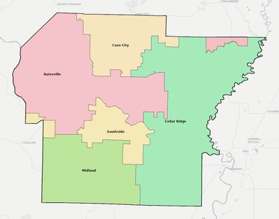 Independence County AR school district boundaries map
