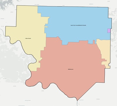 Izard County AR school district boundaries map