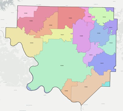 Izard County AR ZIP code boundaries map