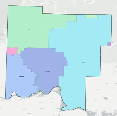 Johnson County AR school district boundaries map