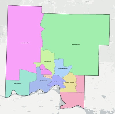 Johnson County AR townships and subdivisions map