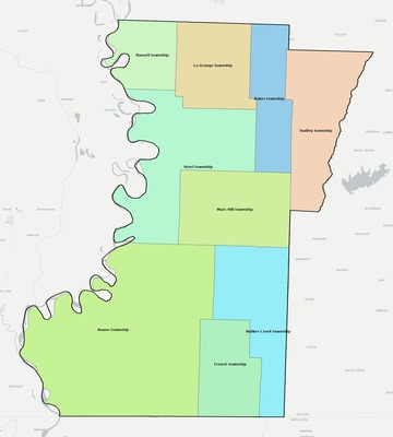 Lafayette County AR townships and subdivisions map