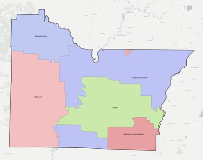 Lawrence County AR school district boundaries map