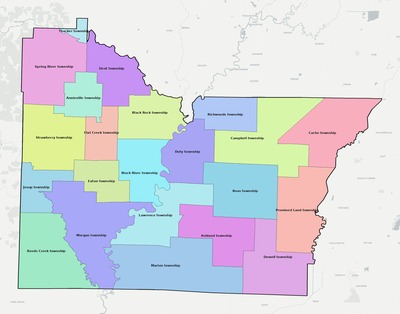 Lawrence County AR townships and subdivisions map