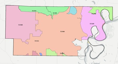 Lee County AR ZIP code boundaries map